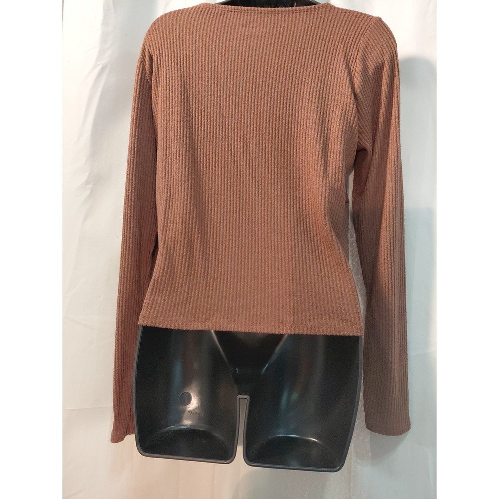 True Vintage Hollister y2k Babydoll Brown Cropped Ribbed Knit  Top‎ X L - Picture 3 of 8